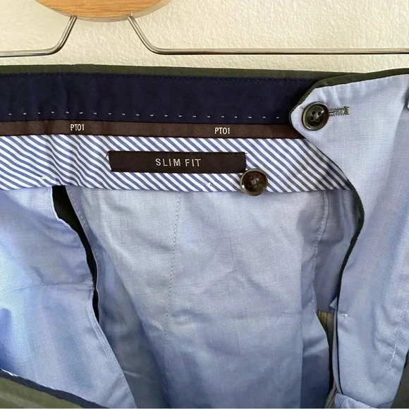 PT01 Slim Fit Trousers Green Sz 48/Medium - Picture 3 of 12